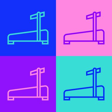 Pop Art Line Koşu bandı makine simgesi renk arkaplanında izole edildi. Vektör.