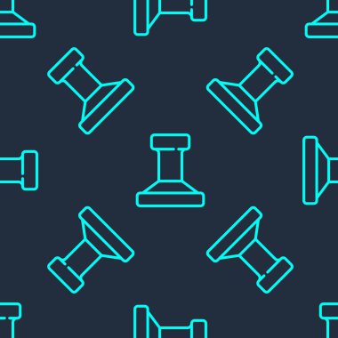 Yeşil çizgi damga simgesi mavi arkaplanda izole edilmiş kusursuz desen. Vektör.