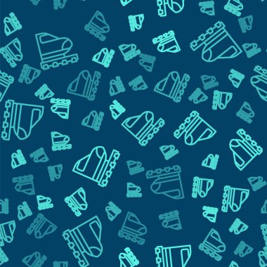 Yeşil hat yüksek hızlı tren ikonu mavi arka planda izole edilmiş pürüzsüz desen. Demiryolu seyahati ve demiryolu turizmi. Metro ya da metro hızlı tren taşımacılığını düzene soktu. Vektör.