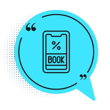 Gemi ikonu ile seyahat için siyah hat Cruise bileti beyaz arka planda izole edildi. Yolcu gemisiyle seyahat edin. Cennete seyahatler. Mavi konuşma balonu sembolü. Vektör.