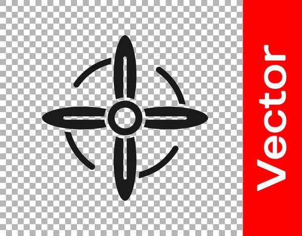 Черный Ветер Турбины Значок Изолирован Прозрачном Фоне Знак Ветрогенератора Ветряная — стоковый вектор
