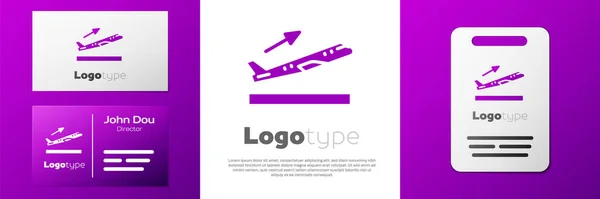 Logotype Ícone Decolagem Avião Isolado Fundo Branco Símbolo Transporte Aéreo — Vetor de Stock