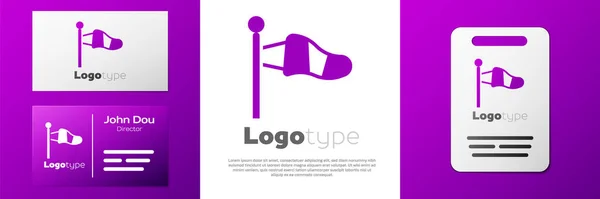 Logotype Cone Μετεωρολογία Ανεμοδείκτης Ανεμοστρόβιλος Εικονίδιο Απομονώνονται Λευκό Φόντο Ανεμοθώρακας — Διανυσματικό Αρχείο