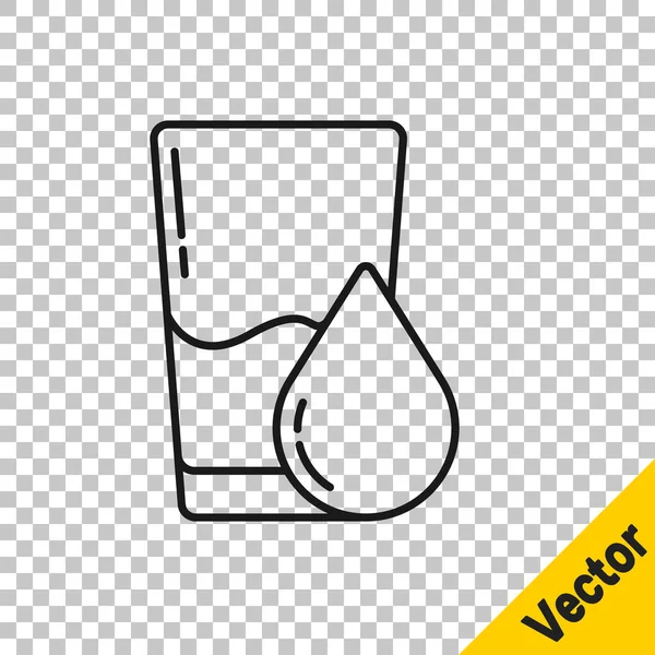 Schwarze Linie Glas Mit Wassersymbol Isoliert Auf Transparentem Hintergrund Sodaglas — Stockvektor