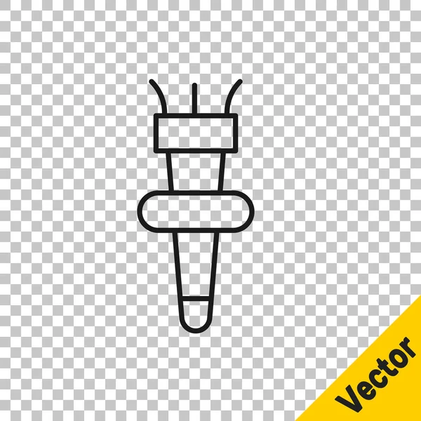 Schwarze Linie Fackel Flamme Symbol Isoliert Auf Transparentem Hintergrund Symbol — Stockvektor