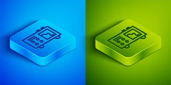 Isometric Line Spectrometer Icon Isolated Blue Green Background Square Button — Stock Vector