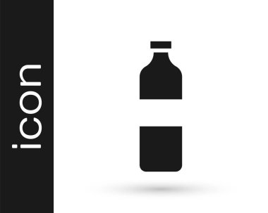 Beyaz arka planda izole edilmiş gri su ikonu şişesi. Soda su içme tabelası. Vektör İllüstrasyonu.