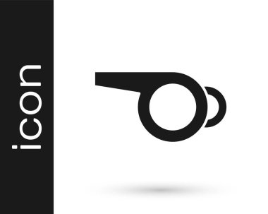 Siyah Düdük simgesi beyaz arkaplanda izole edildi. Hakem sembolü. Spor ve spor burcu. Vektör.