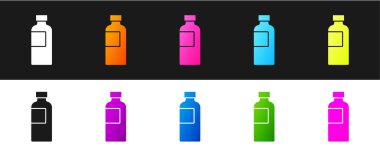 Fitness karıştırıcı simgesini siyah ve beyaz arkaplanda izole et. Su ve protein kokteylleri için kapaklı spor karıştırıcı şişesi. Vektör.