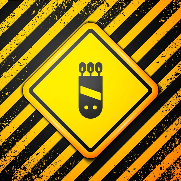 Schwarzer Köcher Mit Pfeilen Auf Gelbem Hintergrund Warnzeichen Vektor — Stockvektor