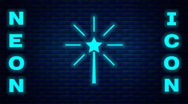 Glowing Neon Firework Icon Isolated Brick Wall Background Concept Fun — Stock Vector