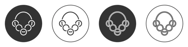 Черные Русские Бублики Иконке Веревки Изолированы Белом Фоне Круглая Кнопка — стоковый вектор