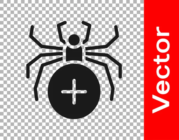 Icône Araignée Noire Isolée Sur Fond Transparent Bonne Fête Halloween — Image vectorielle