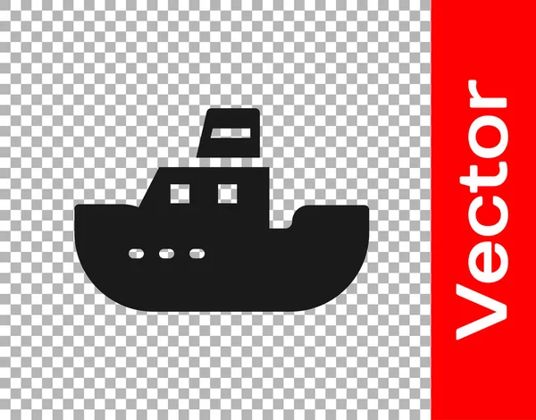 Black Toy Boat Icon Isolated Transparent Background Vector — Stock Vector