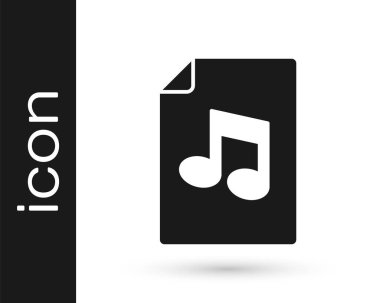 Beyaz arkaplanda izole edilmiş not simgesi olan siyah müzik kitabı. Notalı nota kağıdı. Müzik notaları için not defteri. Vektör.