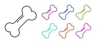 Beyaz arka planda siyah çizgi köpek kemiği ikonu izole edildi. Besin sembolü. Simgeleri renklendirin. Vektör.