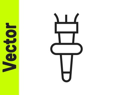 Siyah çizgi alev ikonu beyaz arkaplanda izole edildi. Sembol ateşi sıcak, alev gücü, alev ve ısı. Vektör.