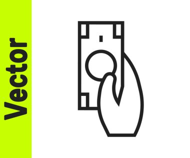 Siyah çizgi Hızlı Ödemeler simgesi beyaz arkaplanda izole edildi. Hızlı para transferi ödemesi. Finansal hizmetler, hızlı kredi, zaman para, nakit iade konsepti. Vektör.