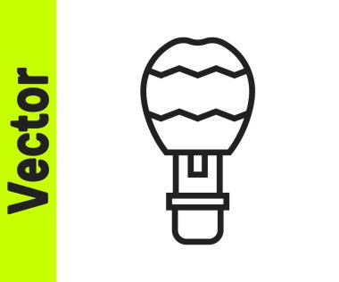 Siyah çizgi Sıcak hava balonu simgesi beyaz arkaplanda izole edildi. Seyahat için hava taşımacılığı. Vektör.