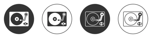 Black Vinyl Player Vinyl Disk Icon Isolated White Background Circle — Stock Vector