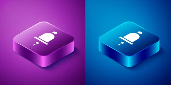 Isometric Ringing Alarm Bell Icon Isolated Blue Purple Background Fire — Stock Vector