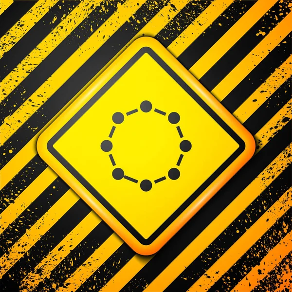 Czarny Wzór Chemiczny Ikona Izolowana Żółtym Tle Streszczenie Sześciokąta Dla — Wektor stockowy