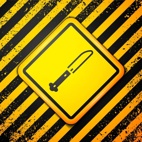 Black Knife Symbol Isoliert Auf Gelbem Hintergrund Bestecksymbol Vorhanden Warnzeichen — Stockvektor
