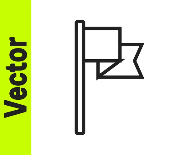 Schwarze Linie Flagge Symbol Isoliert Auf Weißem Hintergrund Ortsmarkierungssymbol Vektor — Stockvektor