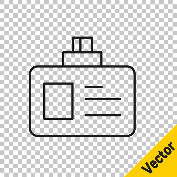 Ligne Noire Icône Badge Identification Isolé Sur Fond Transparent Peut — Image vectorielle