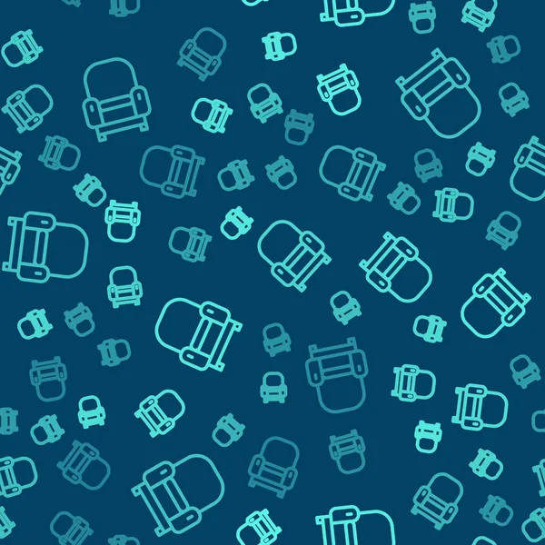 Mavi arka planda yeşil çizgi Kol Koltuğu simgesi izole edilmiş. Vektör.