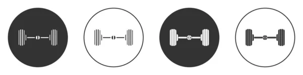 Chasis Negro Coche Icono Aislado Sobre Fondo Blanco Botón Círculo — Vector de stock