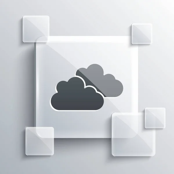 Icono Nube Gris Aislado Sobre Fondo Gris Paneles Cuadrados Vidrio — Vector de stock