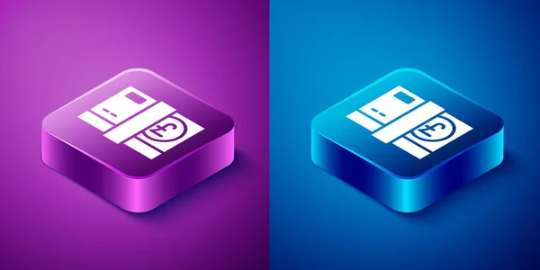 Isometric Pound Sterling Money Icon Isolated Blue Purple Background Pound — Stock Vector