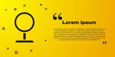 Sarı arkaplanda siyah yuvarlak makyaj aynası ikonu izole edildi. Vektör.