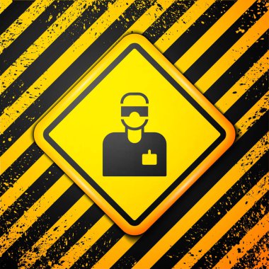 Siyah Labaratuar yardımcı simgesi sarı arkaplanda izole edildi. Uyarı işareti. Vektör.