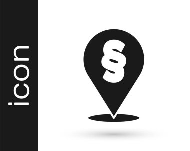 Siyah Konum yasası simgesi beyaz arkaplanda izole edildi. Vektör.