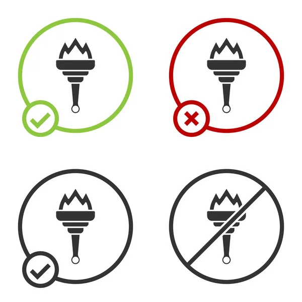 Icône Flamme Torche Noire Isolée Sur Fond Blanc Symbole Feu — Image vectorielle
