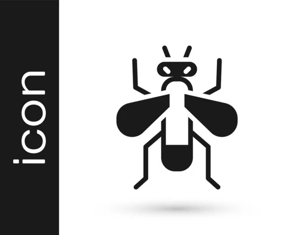 Icono Mosca Insecto Negro Aislado Sobre Fondo Blanco Vector — Vector de stock