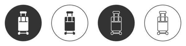 Svart Resväska För Resor Ikon Isolerad Vit Bakgrund Resegodsskylt Resebagage — Stock vektor
