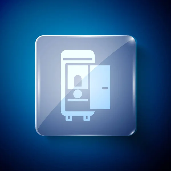 Baño Blanco Icono Del Vagón Tren Aislado Sobre Fondo Azul — Vector de stock