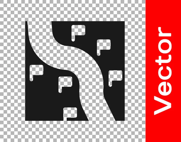 Icono Ubicación Ruta Negra Aislado Sobre Fondo Transparente Ruta Línea — Vector de stock