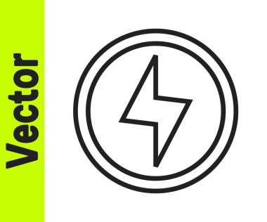 Siyah çizgi Şimşek simgesi beyaz arkaplanda izole edildi. Flaş işareti. Flaş ikonunu yükle. Gök gürültüsü. Yıldırım çarpması. Vektör.