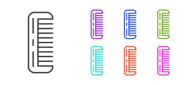 Beyaz arkaplanda siyah çizgi saç fırçası simgesi izole edildi. Taraklı saç işareti. Berber sembolü. Simgeleri renklendirin. Vektör.