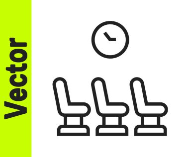 Siyah çizgi bekleme odası simgesi beyaz arkaplanda izole edildi. Vektör.