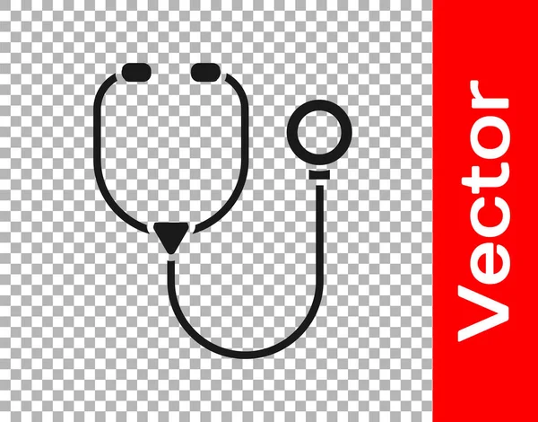 Black Stethoscope Medical Instrument Icon Isolated Transparent Background Vector — Stock Vector