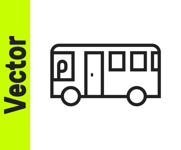 黑线总线图标隔离在白色背景上 运输概念 巴士旅游交通标志 旅游或公共交通工具的标志 — 图库矢量图片