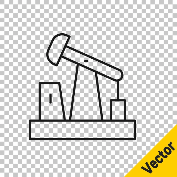 Black Line Ölpumpe Oder Pumpenbuchse Symbol Isoliert Auf Transparentem Hintergrund — Stockvektor