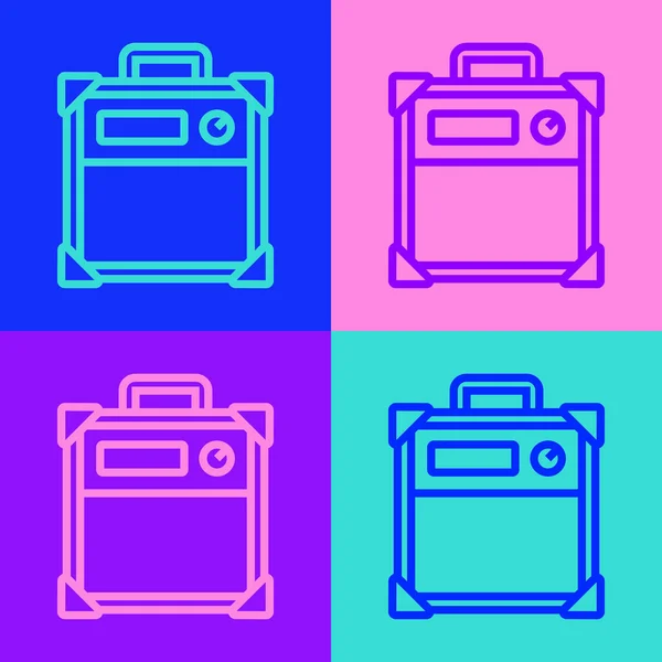 Pop Art Line Guitar Amplifier Icon Isoliert Auf Farbigem Hintergrund — Stockvektor