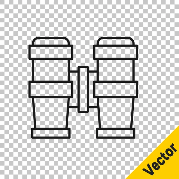 Icono Prismáticos Línea Negra Aislado Sobre Fondo Transparente Buscar Signo — Vector de stock