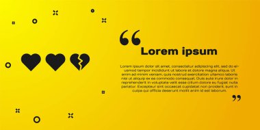 Sarı arka planda izole edilmiş oyun ikonu için Kara Kalpler. Vektör.